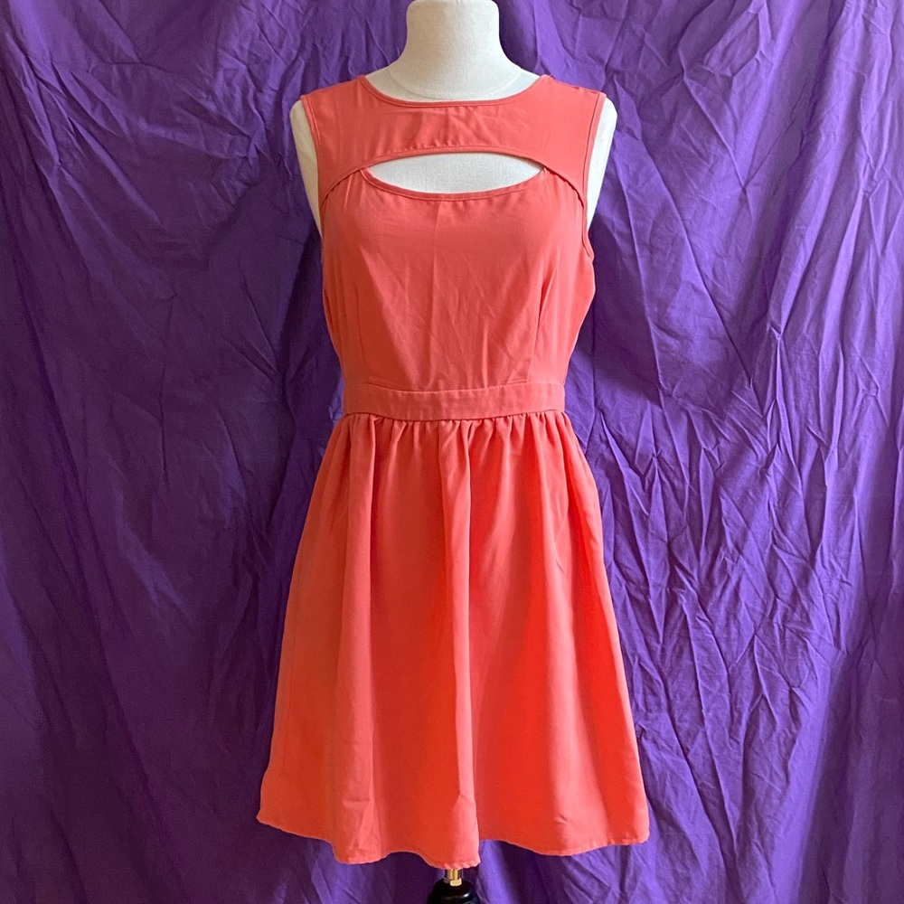 One Clothing Coral Cut-Out Summer Cocktail Dress. Size M.